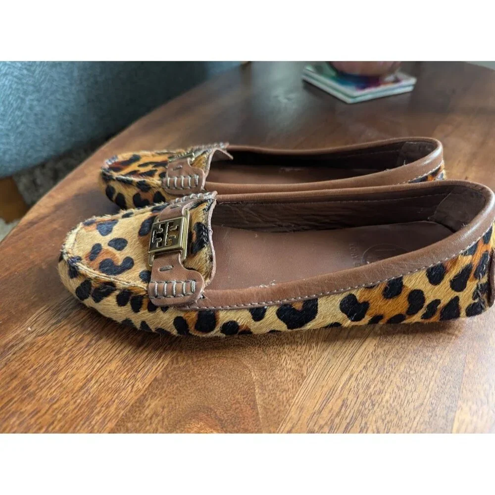 Tory Burch Shoe Leopard Calf Hair Kendrick Loafers Womens 7